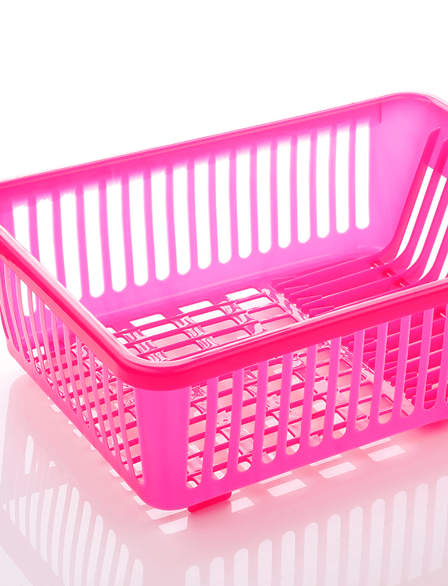 Plastic Blue,Pink & Brown Dish Drainer Basket